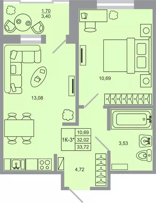 1-к кв. Ленинградская область, Всеволожский район, пос. Бугры Стороны ... - Фото 1