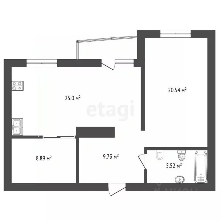 2-к кв. Тюменская область, Тюмень Ямская ул., 86 (74.6 м) - Фото 1