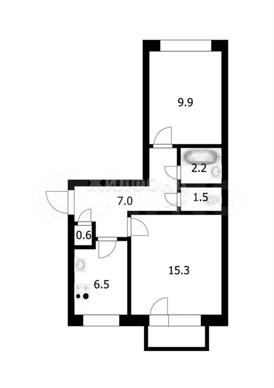 2-к. квартира, 43 м, 2/5 эт. - Фото 0