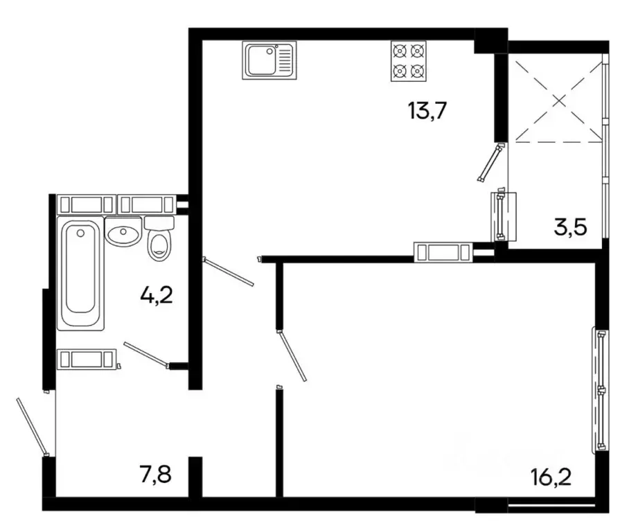 1-к кв. Крым, Симферополь ул. Трубаченко, 23А (45.4 м) - Фото 1