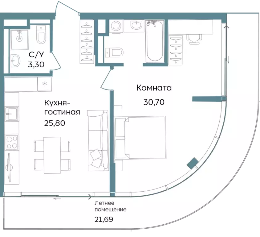 2-к квартира, 81.49 м - Фото 0