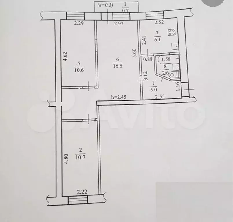 3-к. квартира, 56 м, 5/5 эт. - Фото 0