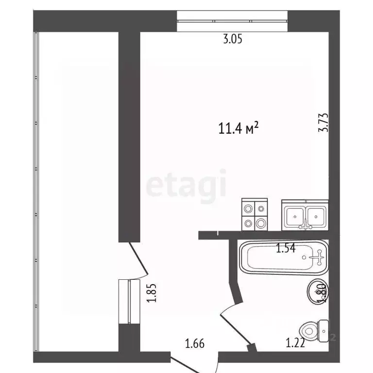 Студия Кемеровская область, Кемерово Ногинская ул., 10а (23.0 м) - Фото 1