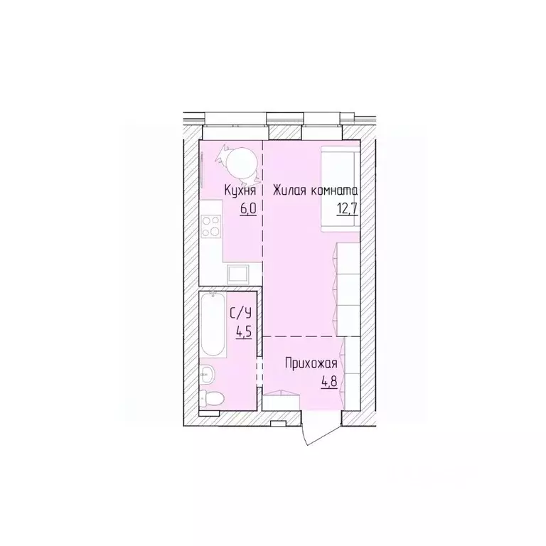 1-к кв. Алтайский край, Барнаул ВРЗ мкр, бул. 9 Января (28.0 м) - Фото 1