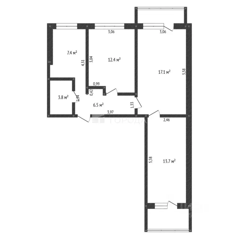 3-к кв. Алтайский край, Барнаул Докучаево мкр, ул. Шукшина, 24/268 ... - Фото 2