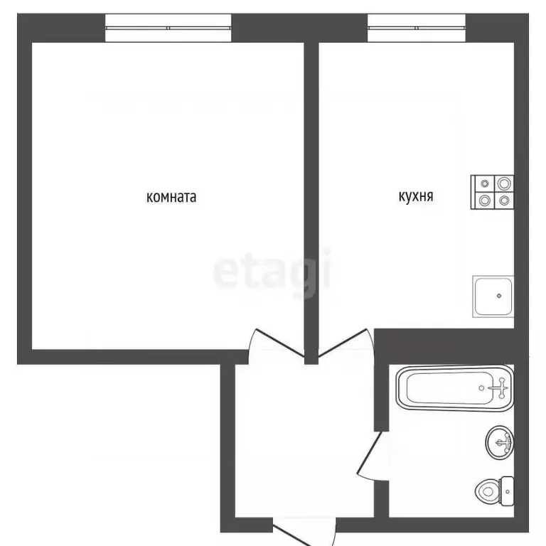 1-к кв. Свердловская область, Туринск Пушкинская ул., 4В (34.2 м) - Фото 1