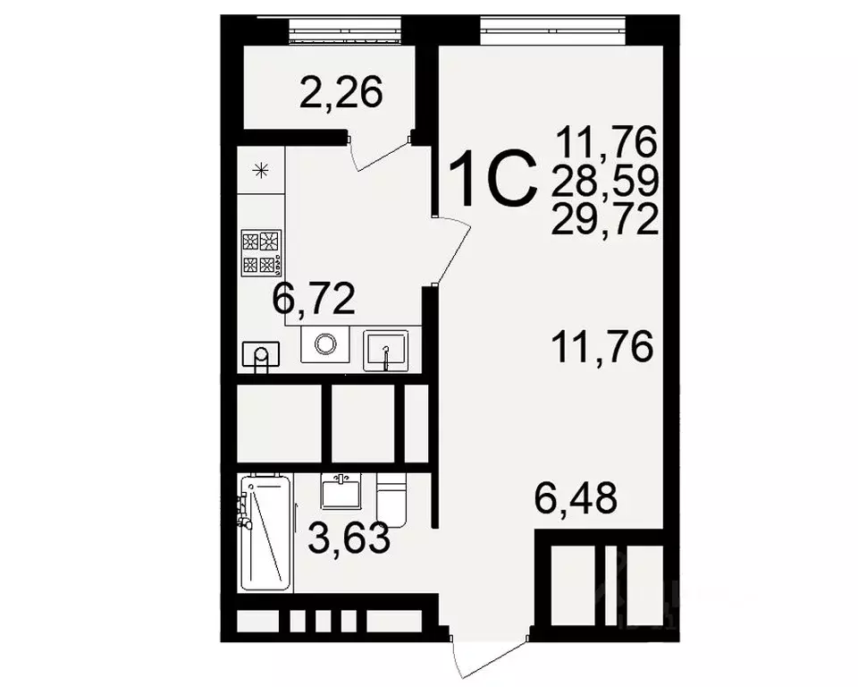 1-к кв. Рязанская область, Рязань Льговская ул., 10 (29.72 м) - Фото 0