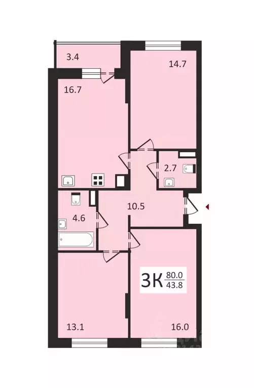 3-к кв. Владимирская область, Владимир ул. Смоленская, 3А (80.0 м) - Фото 0