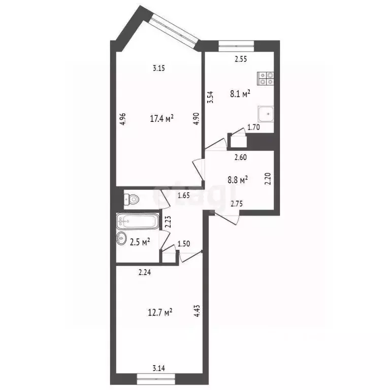 2-к кв. Архангельская область, Котлас ул. Кузнецова, 13 (51.1 м) - Фото 1