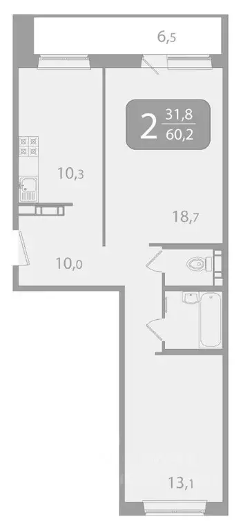 2-к кв. Томская область, Томск ул. Пришвина, 50 (64.0 м) - Фото 2