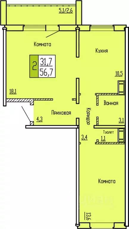 2-к кв. Курганская область, Курган ул. Карбышева, 52 (56.7 м) - Фото 0