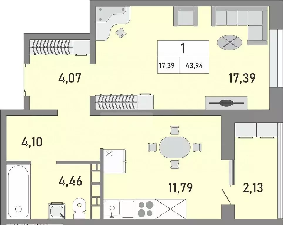 2-комнатная квартира: Оренбург, улица Юркина, 2Б (61.87 м) - Фото 1