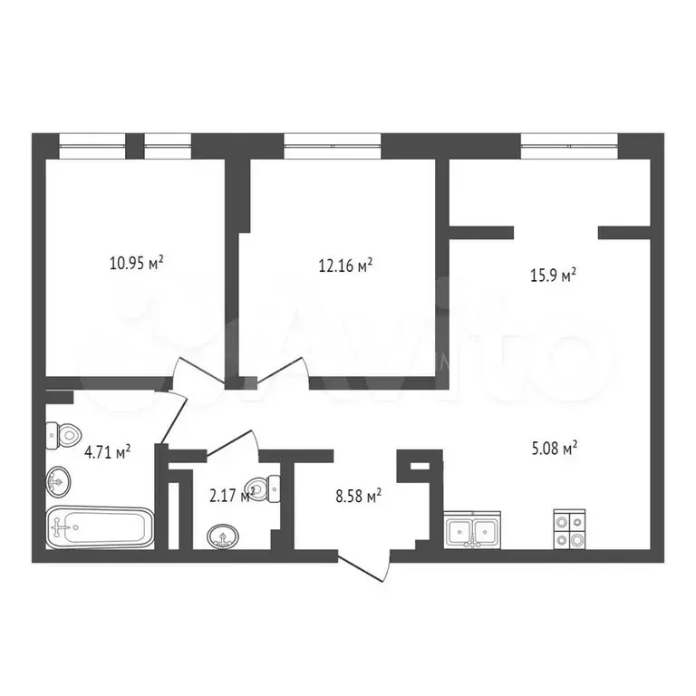 2-к. квартира, 60 м, 10/16 эт. - Фото 0