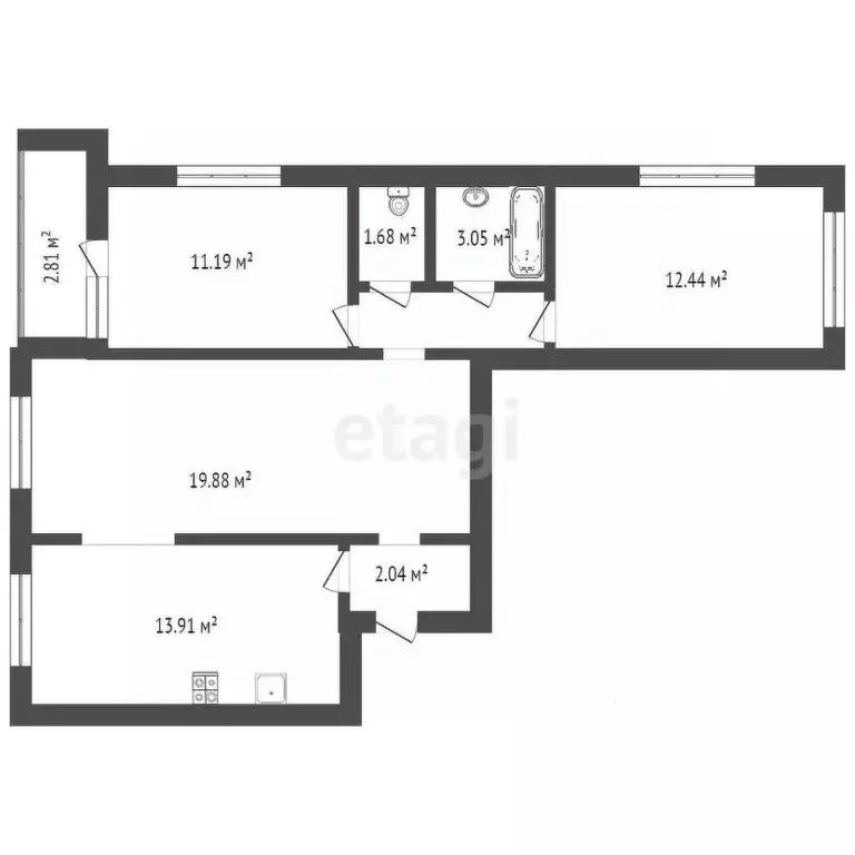 3-к кв. Ростовская область, Ростов-на-Дону Казахская ул., 63а (58.3 м) - Фото 1
