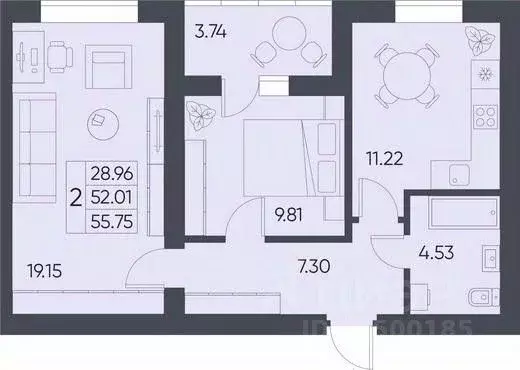 2-к кв. Саратовская область, Татищево рп  (55.75 м) - Фото 0