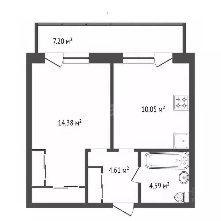 1-к кв. Красноярский край, Красноярск Соколовская ул., 20А (35.79 м) - Фото 2