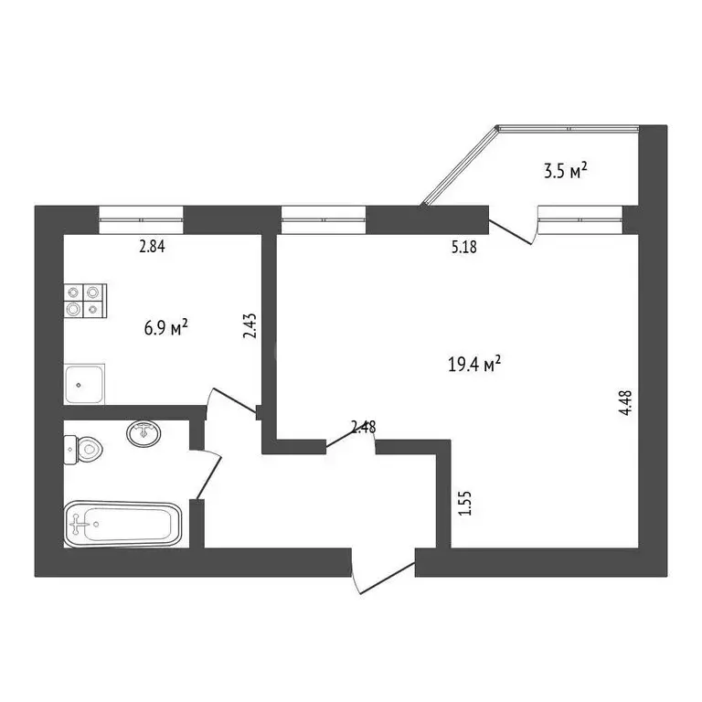 1-комнатная квартира: Тюмень, улица Льва Толстого, 5 (34.3 м) - Фото 1