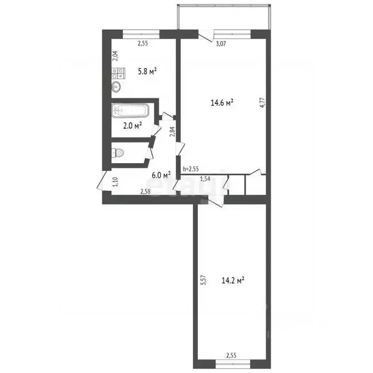 2-к кв. Владимирская область, Ковров Колхозная ул., 32 (44.7 м) - Фото 2