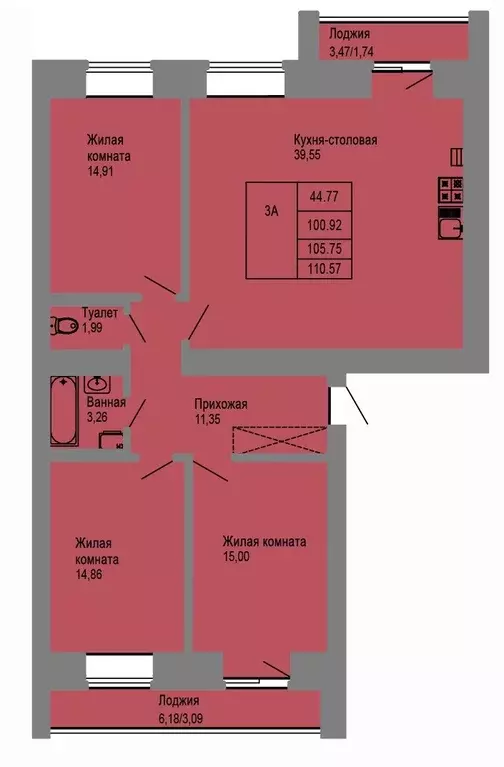 Продаётся 3-к квартира, 101 м - Фото 1