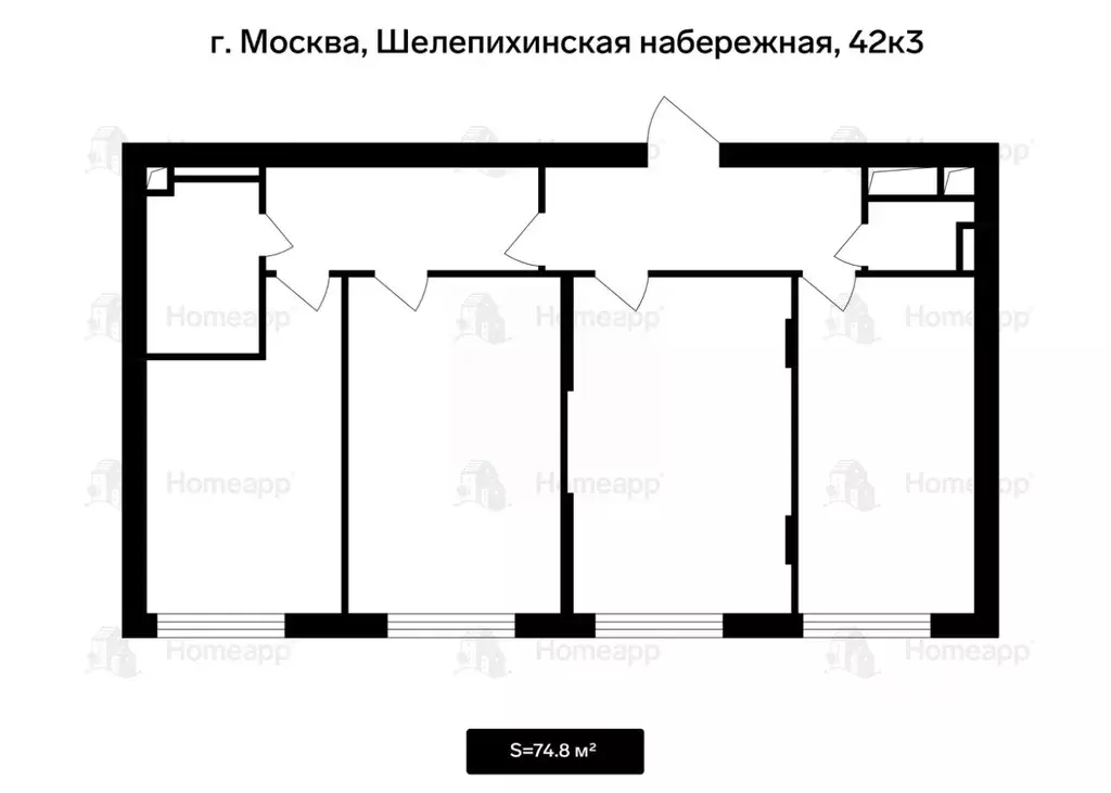 3-к кв. Москва Шелепихинская наб., 42к3 (74.8 м) - Фото 1