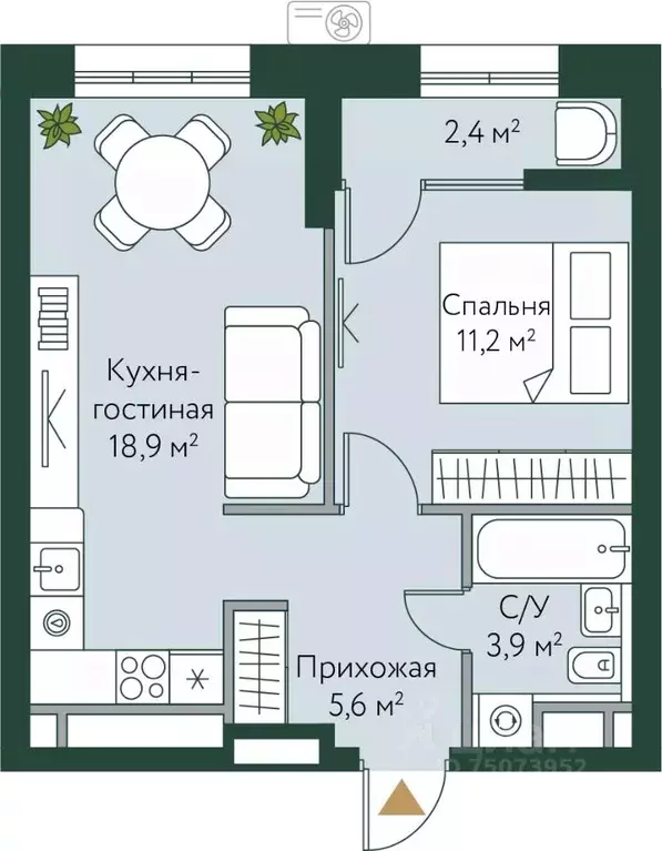 1-к кв. Волгоградская область, Волгоград Новосибирская ул., 74 (42.0 ... - Фото 0