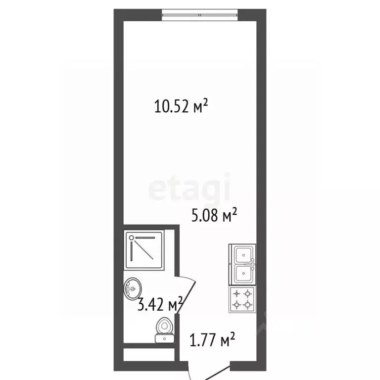 Студия Санкт-Петербург просп. Крузенштерна, 4с1 (21.4 м) - Фото 2