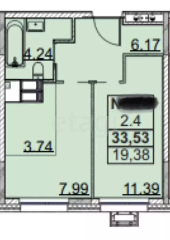 2-комнатная квартира: село Усады, жилой комплекс Южный Парк (35 м) - Фото 1