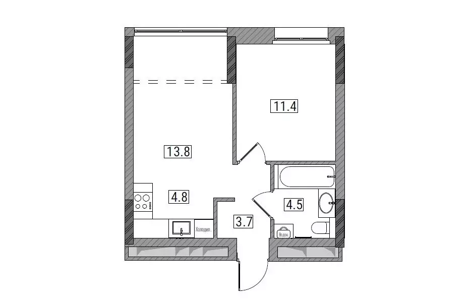 2-комнатная квартира: Киров, ЖК Видный (38.4 м) - Фото 2