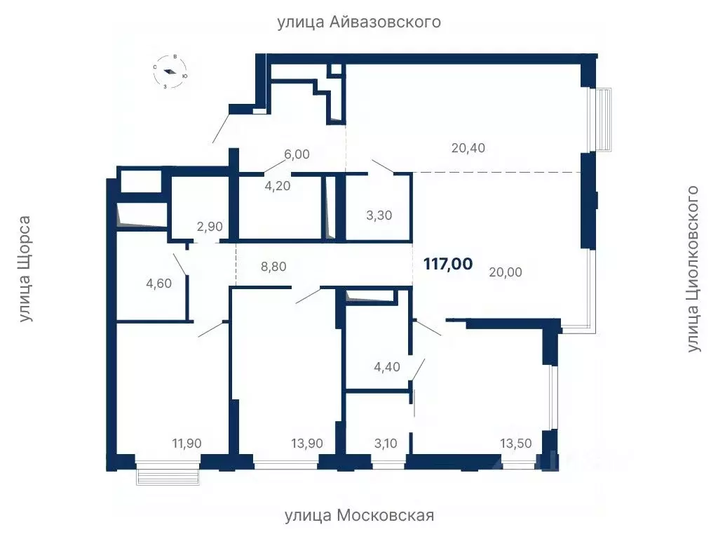 3-к кв. Свердловская область, Екатеринбург ул. Московская, 247А (117.0 ... - Фото 0