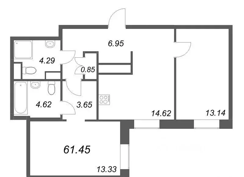 2-к кв. Санкт-Петербург ул. Профессора Попова, 38Х (61.0 м) - Фото 2