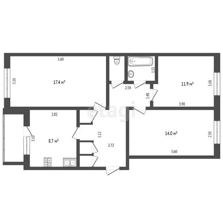 3-комнатная квартира: Сергиевский, улица Ленина, 8 (68 м) - Фото 0
