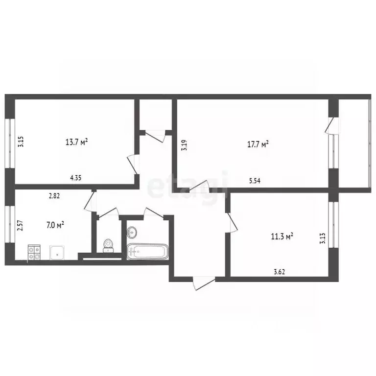 3-к кв. Ямало-Ненецкий АО, Муравленко Пионерская ул., 20 (64.7 м) - Фото 1