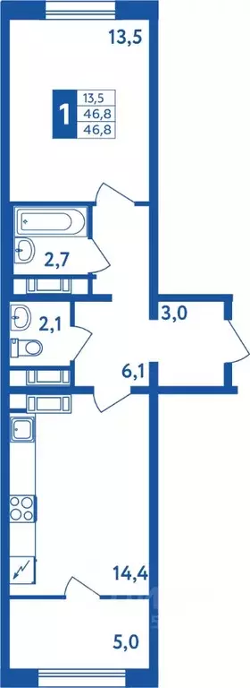 1-к кв. Башкортостан, Уфа Дема жилрайон, Новая Дема жилой комплекс ... - Фото 1