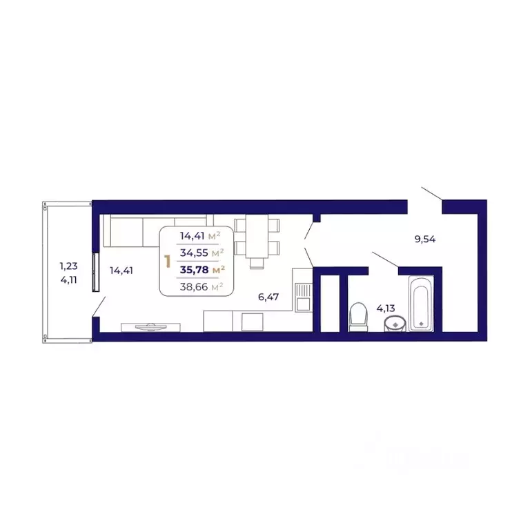 1-к кв. Башкортостан, Уфа Затон-Восточный жилрайон, Паруса жилой ... - Фото 1