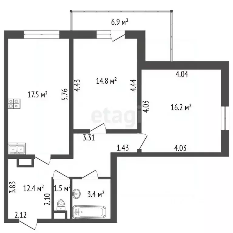 2-к кв. Санкт-Петербург просп. Малый Васильевского острова, 90 (67.5 ... - Фото 2