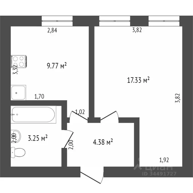 1-к кв. Тюменская область, Ишим ул. Чкалова (36.4 м) - Фото 1