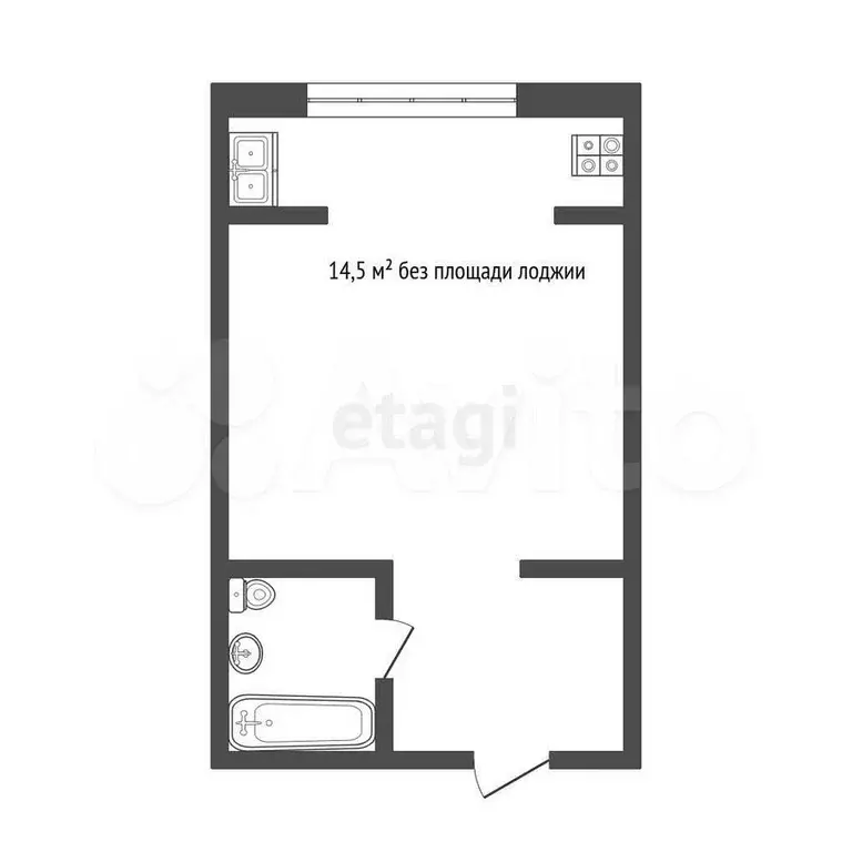 Квартира-студия, 14,5 м, 1/8 эт. - Фото 0