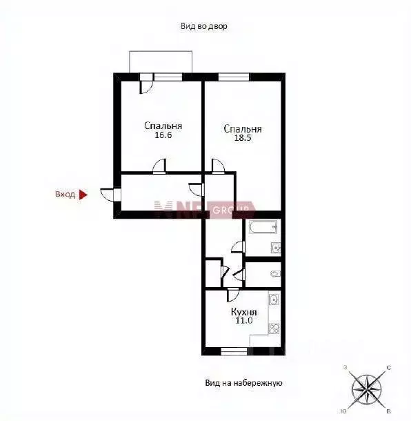 2-к кв. Москва Фрунзенская наб., 18 (62.9 м) - Фото 2