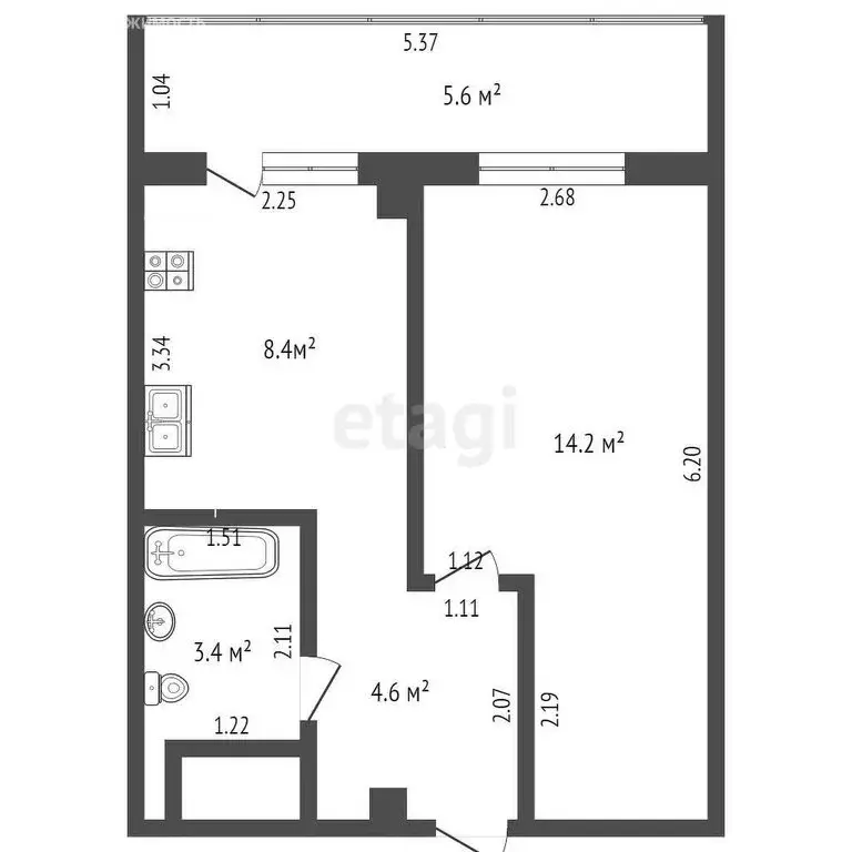 1-комнатная квартира: Якутск, улица Дзержинского, 57 (30.6 м) - Фото 0