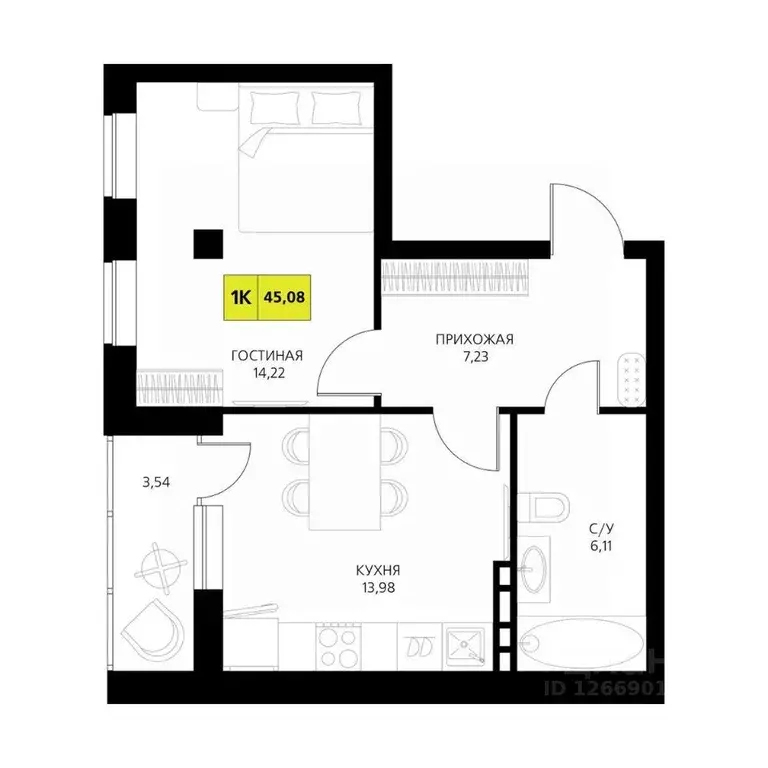 1-к кв. Дагестан, Дербент  (45.08 м) - Фото 1