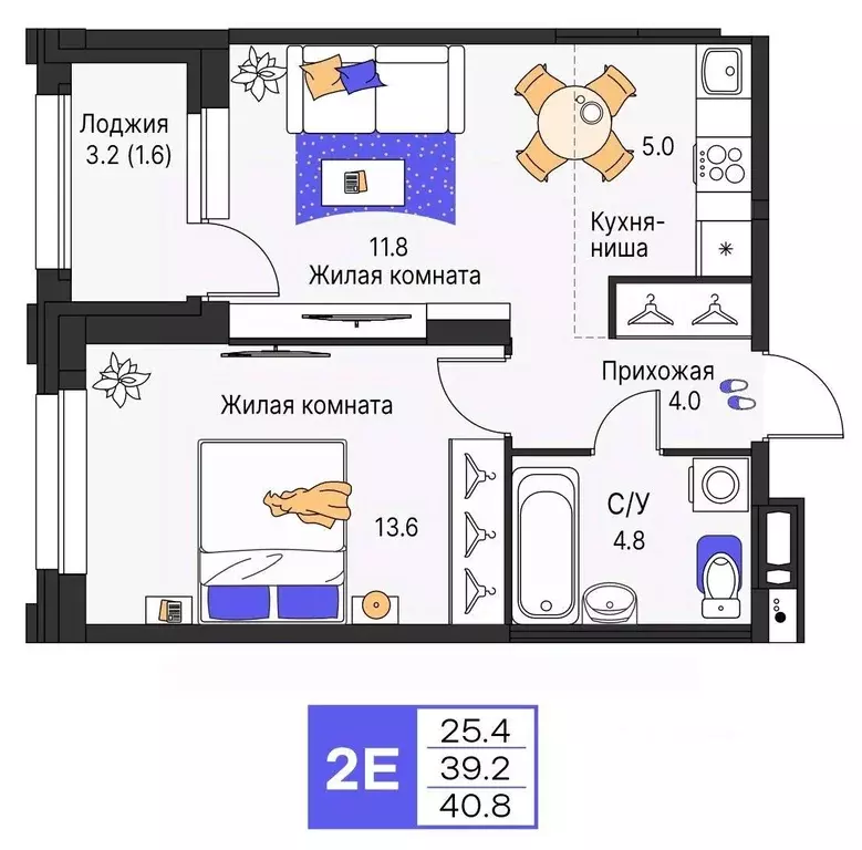 2-к кв. Пермский край, Пермь ул. Карла Модераха, 7 (40.8 м) - Фото 1