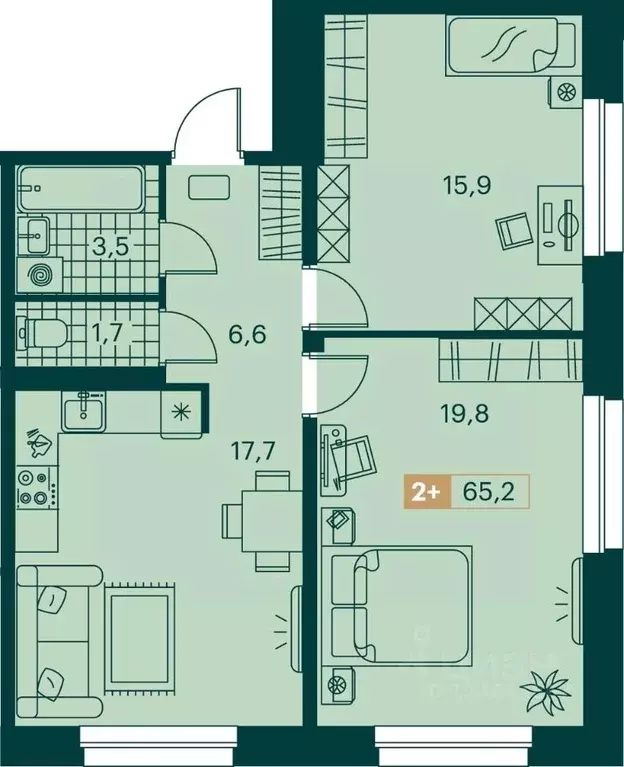 2-к кв. Ямало-Ненецкий АО, Новый Уренгой ул. Газовиков (65.2 м) - Фото 1