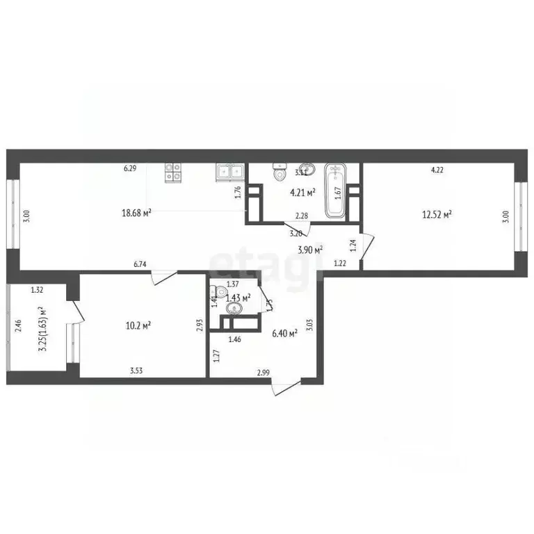 2-к кв. Тюменская область, Тюменский муниципальный округ, д. Патрушева ... - Фото 1