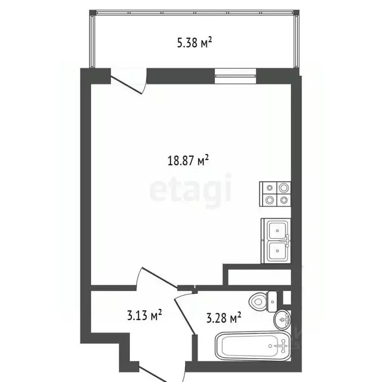 Студия Санкт-Петербург ул. Среднерогатская, 16к2 (27.0 м) - Фото 2