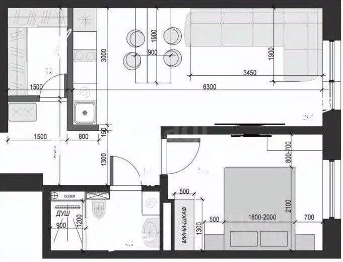1-к кв. Татарстан, Казань Комсомольская ул., 1 (44.0 м) - Фото 2