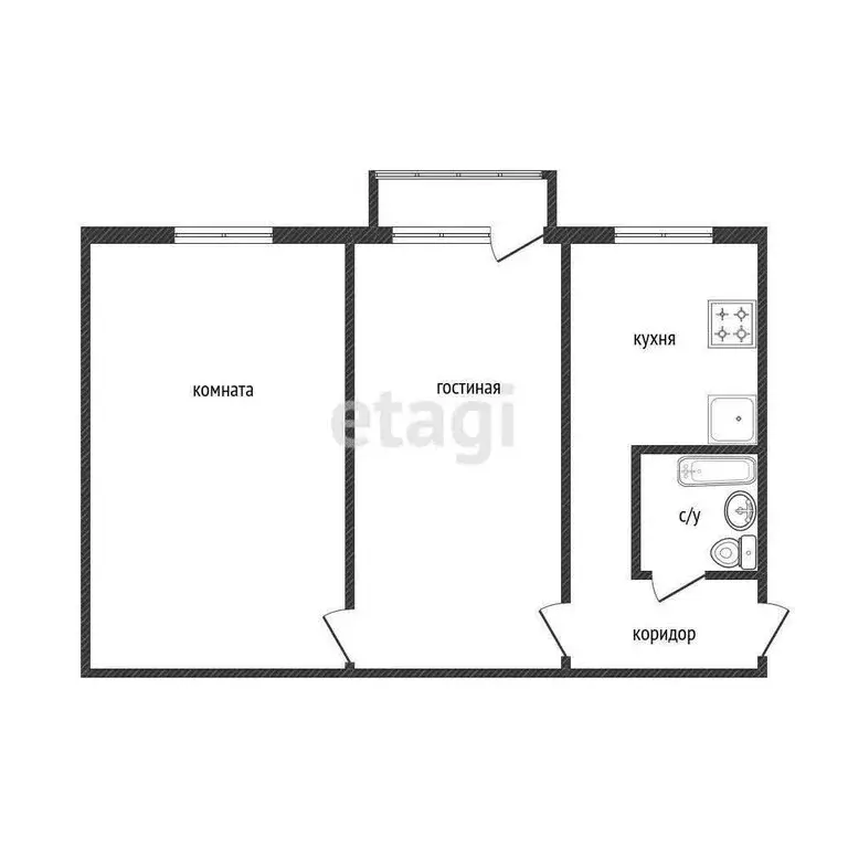 2-комнатная квартира: Абакан, улица Маршала Жукова, 30 (44.3 м) - Фото 1