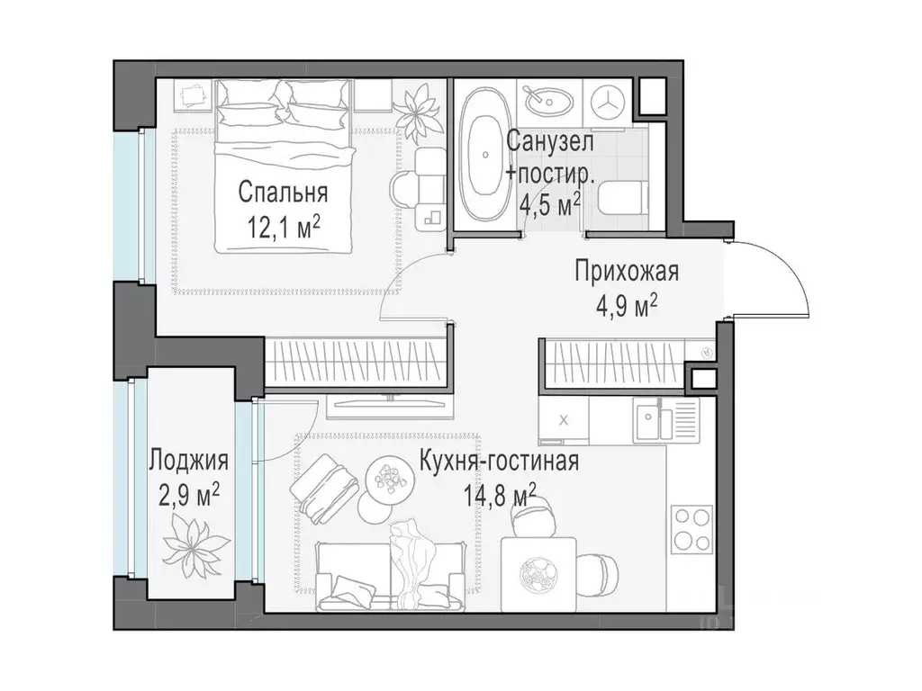 1-к кв. Московская область, Мытищи Белый Grad жилой комплекс, к11.1 ... - Фото 0