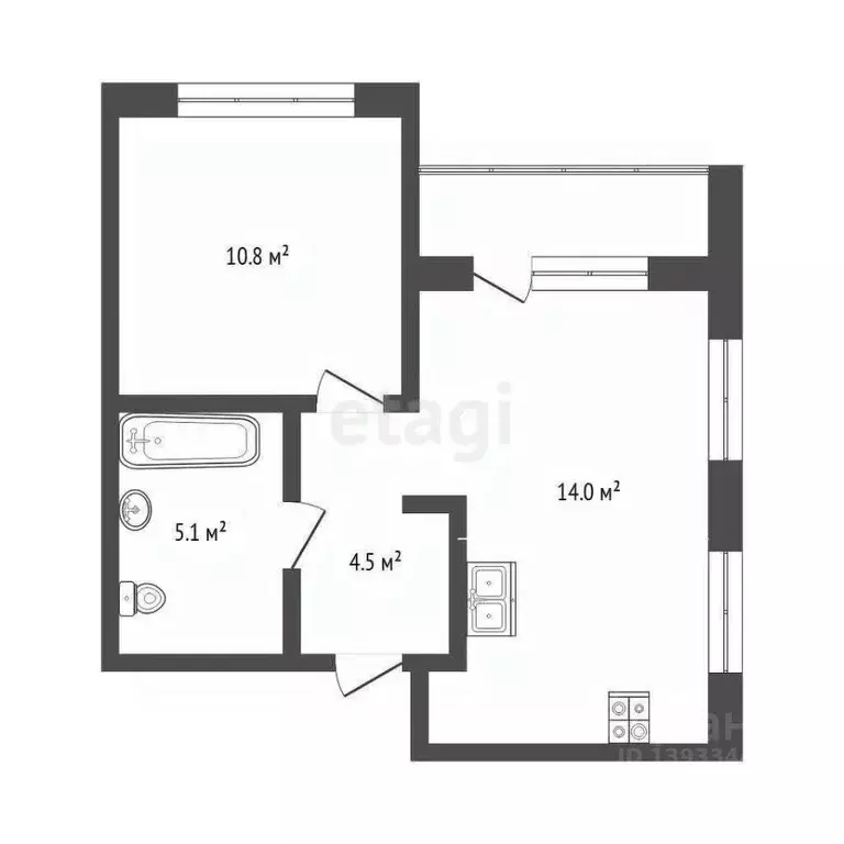 1-к кв. Тюменская область, Тюмень ул. Евгения Войнова, 3 (36.1 м) - Фото 2