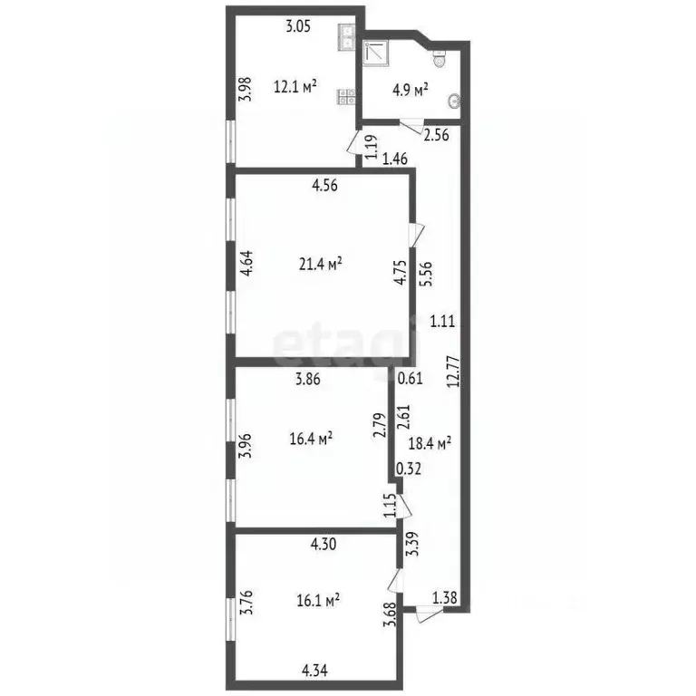 3-к кв. Санкт-Петербург Мастерская ул., 3 (89.3 м) - Фото 1