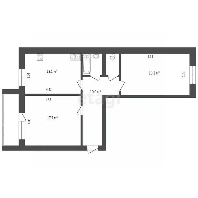 2-к кв. Вологодская область, Вологда ул. Казакова, 11 (61.0 м) - Фото 1
